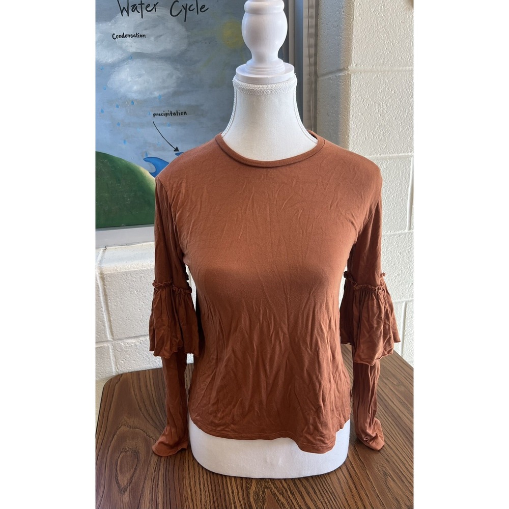 Girls TUCKER+TATE 95%VISCOSE/5%SPANDEX~RUFFLED LONG SLEEVE~TOP Size L (10/12)